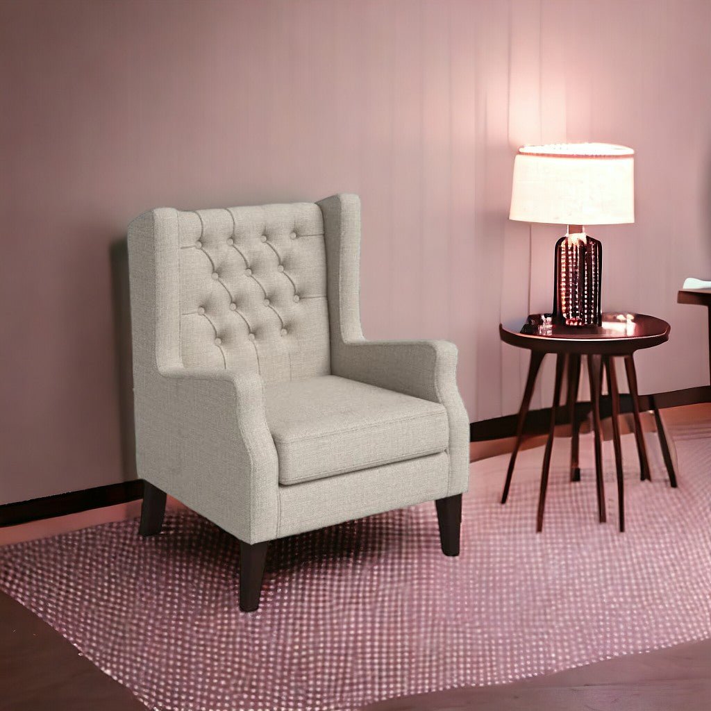 Frank 1 Seater Wide Tufted Wingback Upholstered Wing Chair For Living Room, Bedroom, Office - Torque India